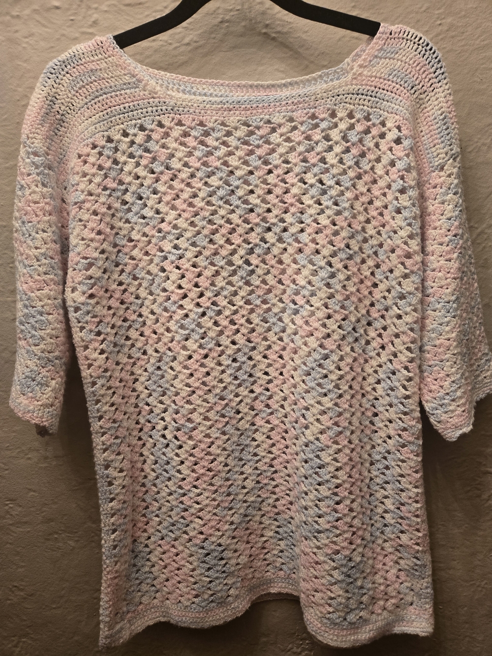 Pastel Crochet Knit Top Handmade  Pink Blue White Cottagecore Fairycore Boho